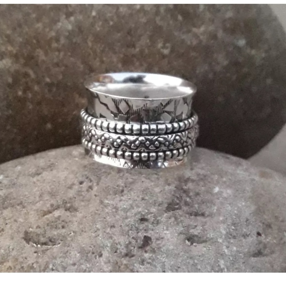 Solid Sterling Silver Meditation Spinner Ring